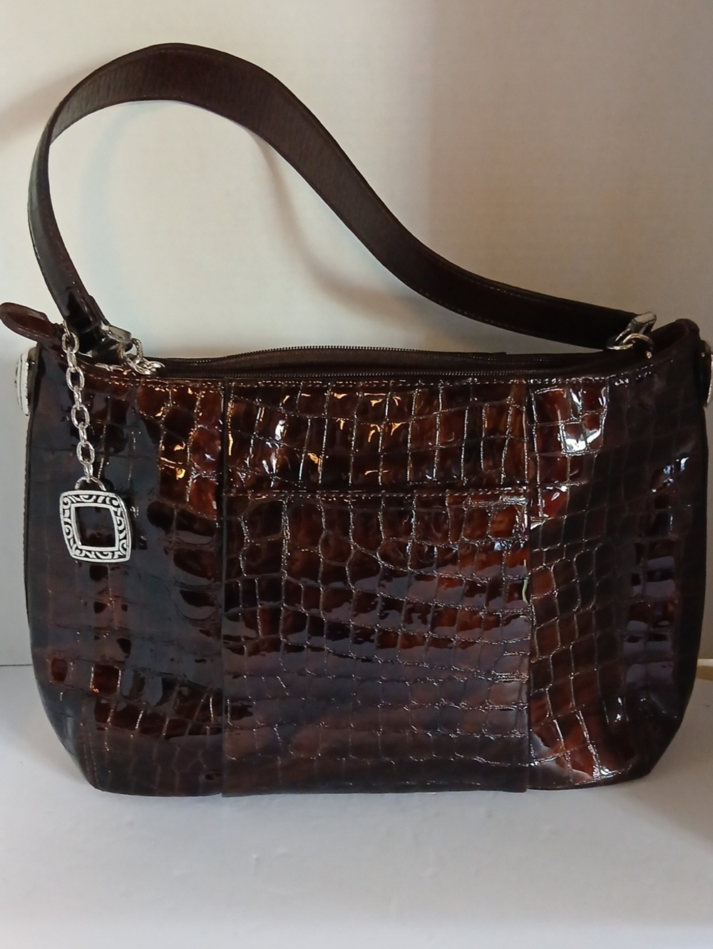 Vintage Brighton CHER Taux Croc Shoulder Bag in Dark Brown